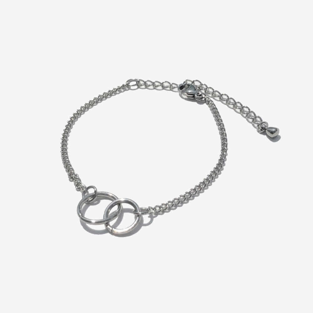 [러쉬오프] Surgical Steel Double Circle Pendant Chain Bracelet / 더블써클 펜던트 체인 팔찌,발찌