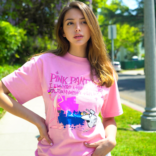 [아임낫어휴먼비잉] [PPXHB] Pink Panther and White Man T-Shirt - Pink